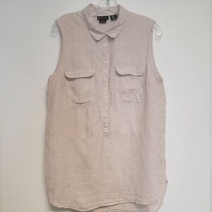 Jones & Co. Sleeveless Beige Linen Tunic Top Large